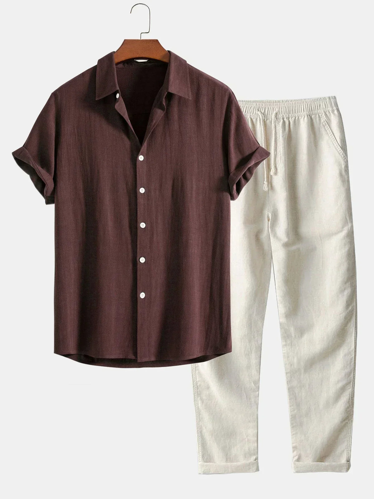 Men's Casual Set Two-Piece Relaxed Fit Matching Shirt & Shorts Casual Everyday Holiday Beach Outfit Ellwood