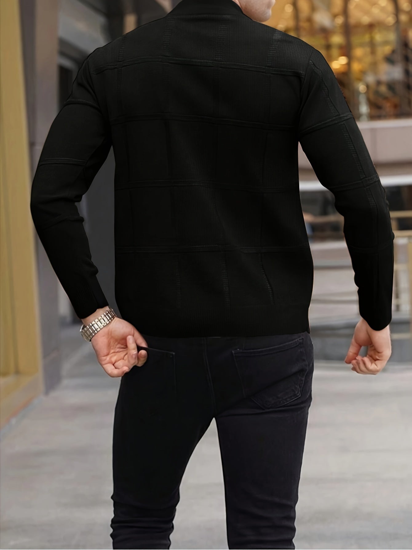 Men's Stand Collar Knit Sweater Relaxed Fit Long Sleeve Casual Layering
