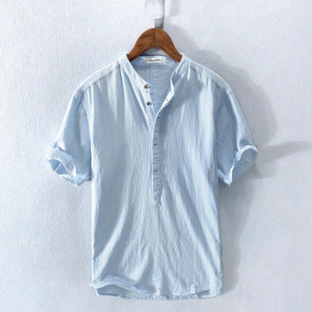 Men's Breezy Shirt Short-Sleeve Button-Up Collared Lightweight Casual Holiday Beach Smart-Casual Everyday Halden