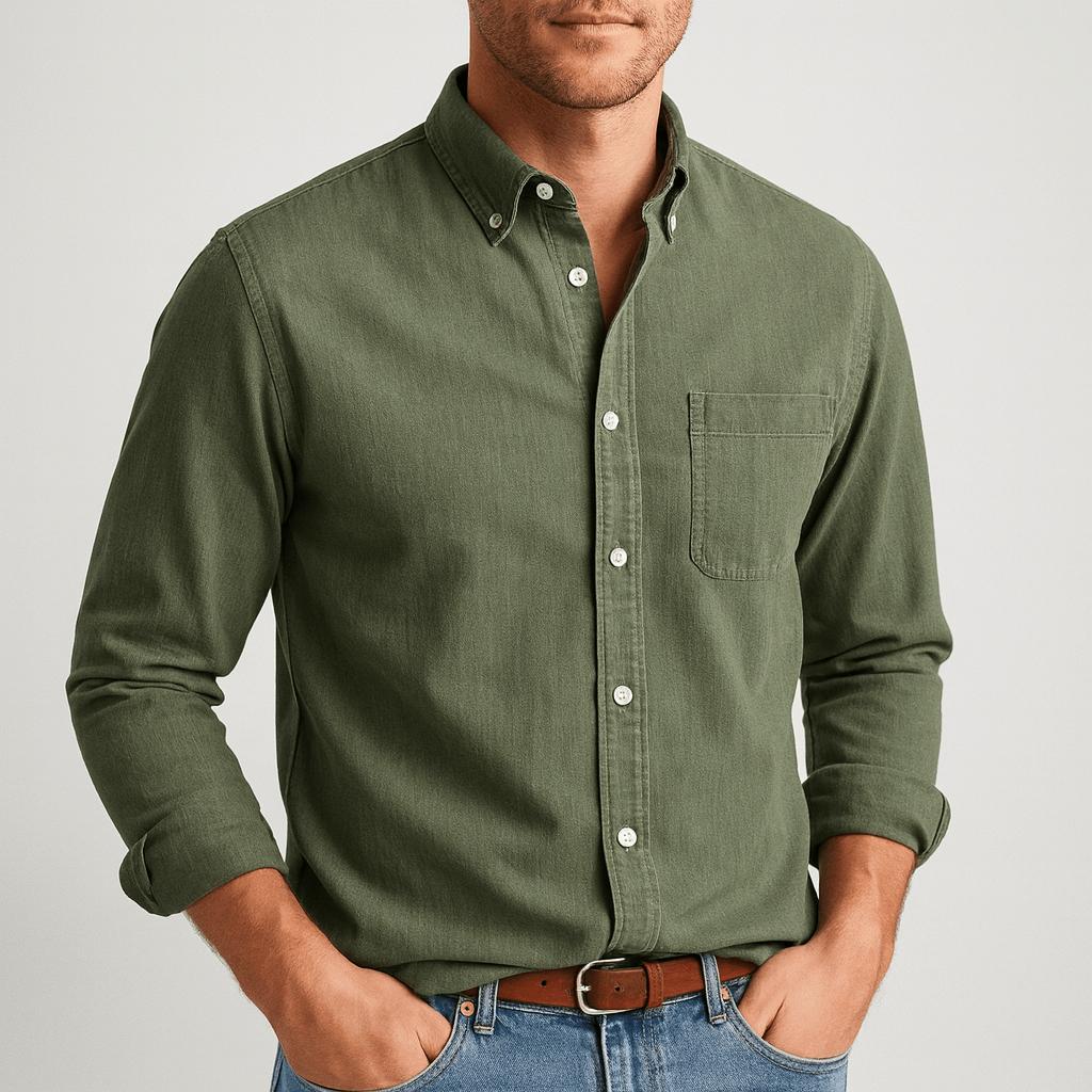 Men's Casual Button-Up Shirt Long Sleeve Classic Fit Versatile Everyday Wear