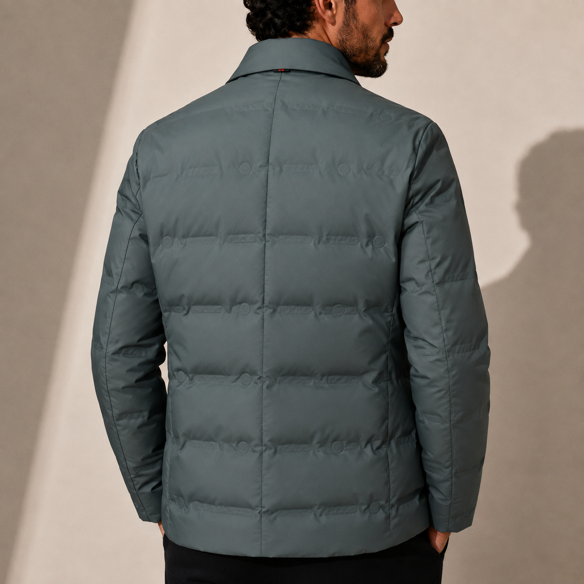 Men's Quilted Puffer Jacket Zip Closure Stand Collar Casual Layering