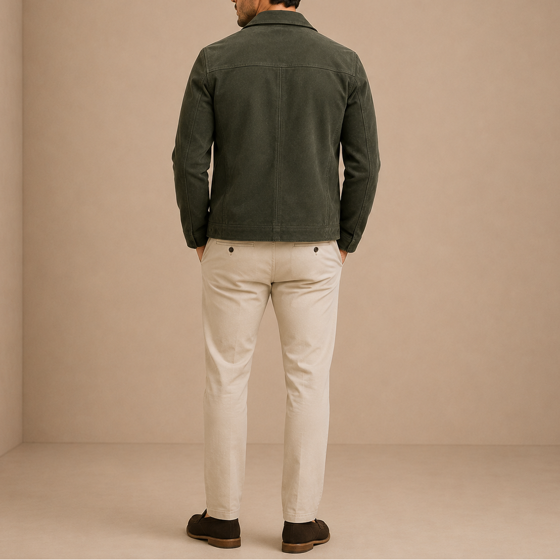 Men's Vintage Suede Jacket Zip-Up Casual Style Relaxed Fit Everyday Wear