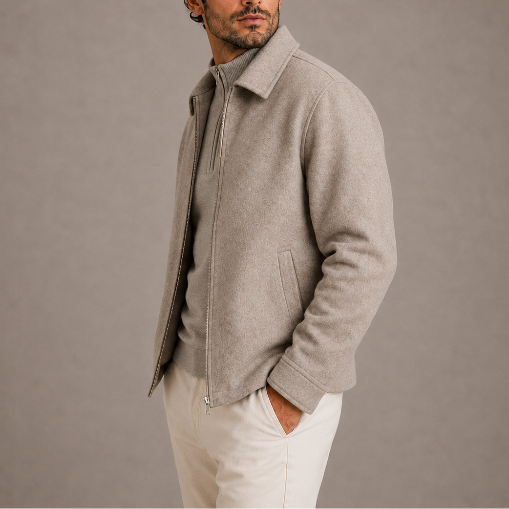 Men's Casual Zip-Up Jacket Collared Relaxed Fit Everyday Layering