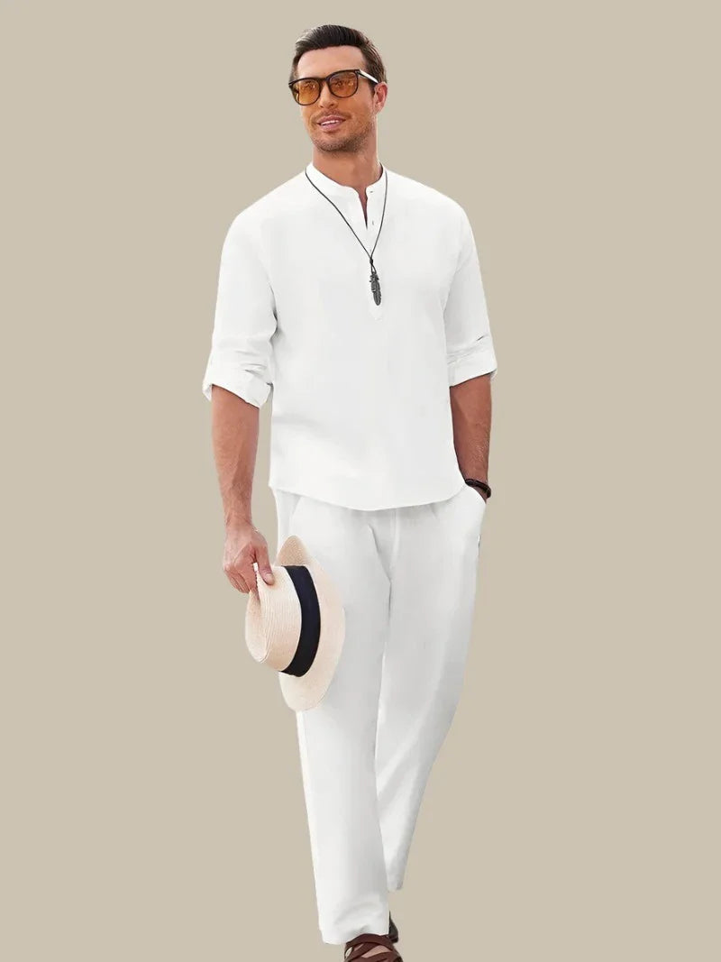 Men's Casual Set Two-Piece Short-Sleeve Matching Shirt & Shorts Casual Everyday Holiday Outfit Co-Ord Donovan