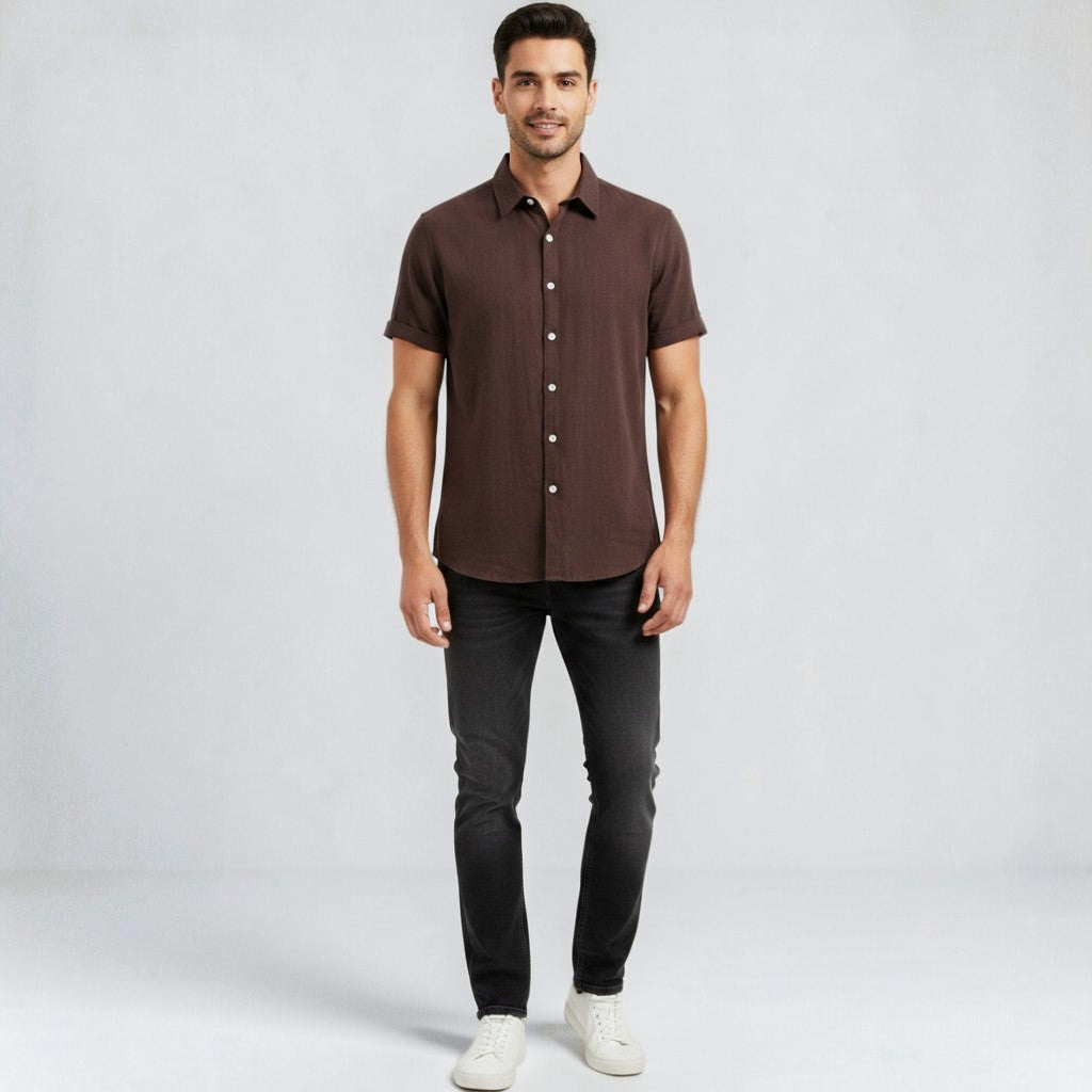 Men's Short-Sleeve Button-Up Shirt Casual Summer Relaxed Fit Stylish Everyday