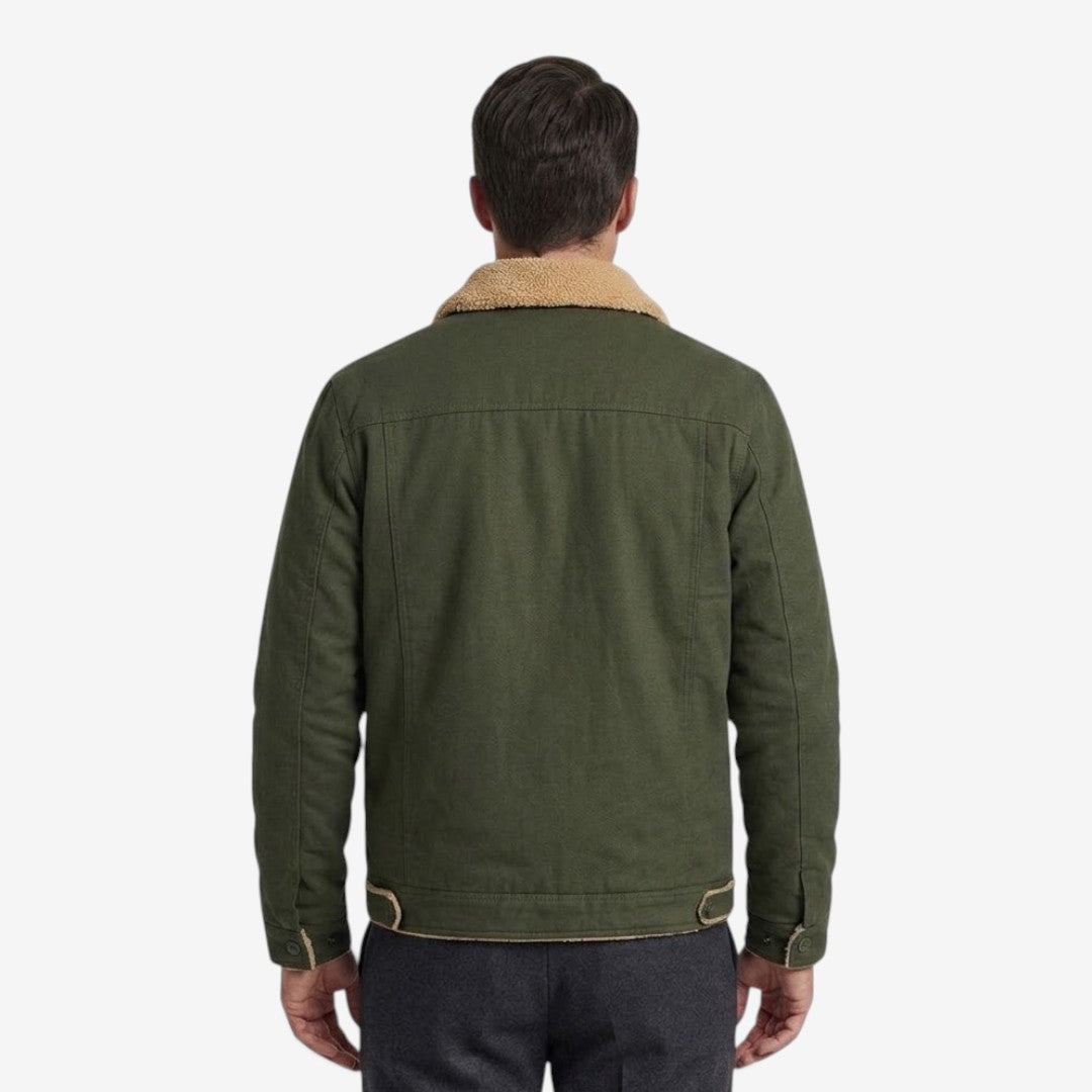 Men's Classic Fleece Jacket Lapel Collar Winter Layering Casual Outerwear