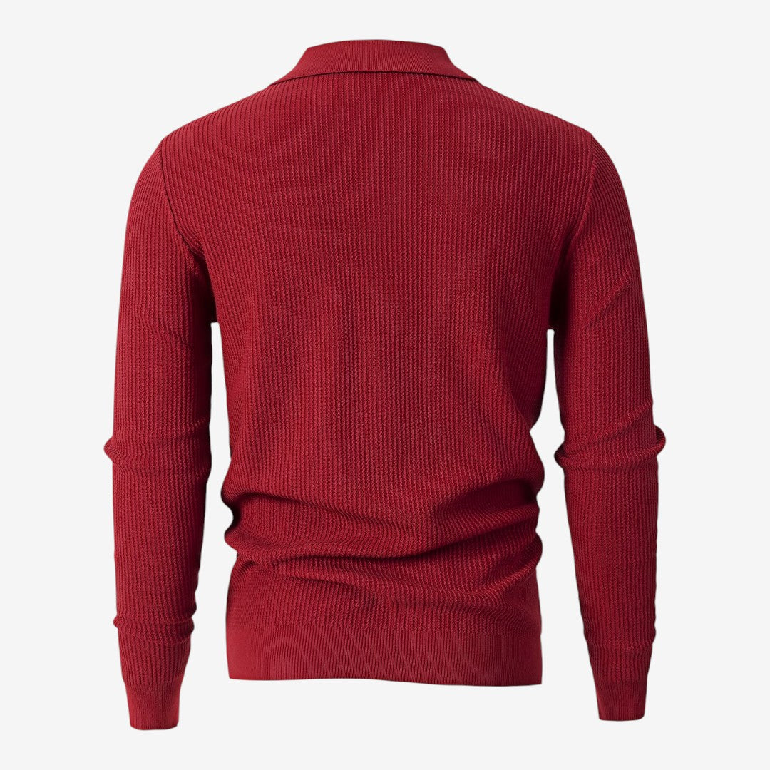Men's Warm Quarter Zip Knit Jumper Stretch Fit Casual Layering Everyday
