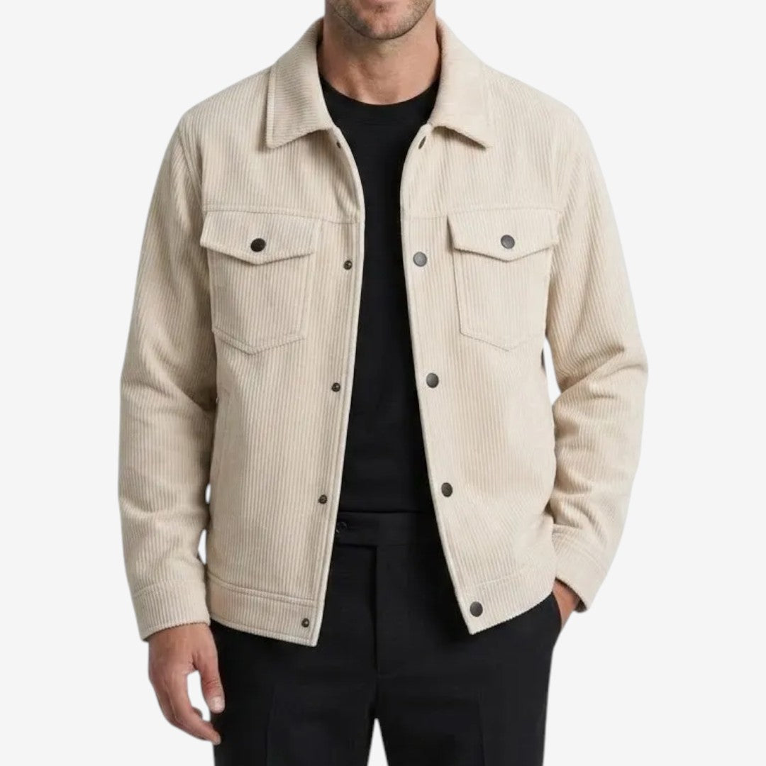Men's Knit Corduroy Jacket Button Closure Pockets Casual Everyday