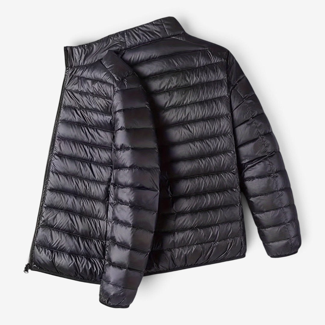 Men's Slim Fit Puffer Jacket Warm Zip-Up Casual Layering Outerwear