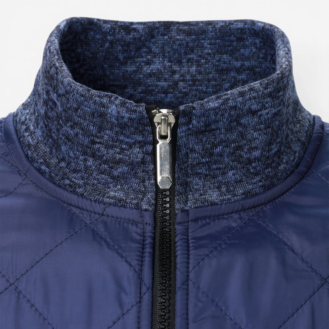 Men's Quilted Knit Jacket Smart Casual Stand Collar Stylish Layering