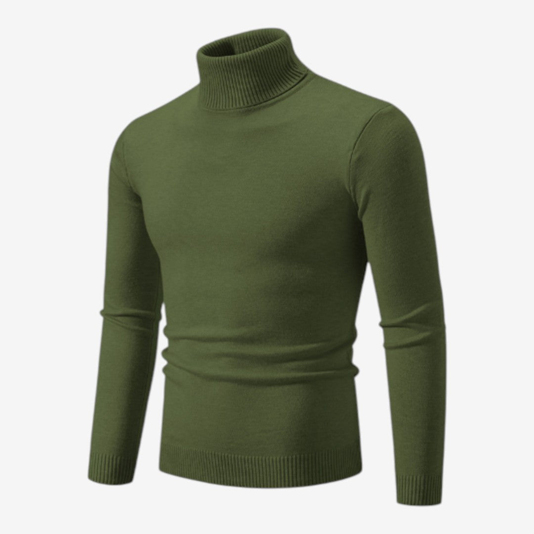 Men's Slim Fit Roll-Neck Jumper Knit Smart Casual Layering Everyday
