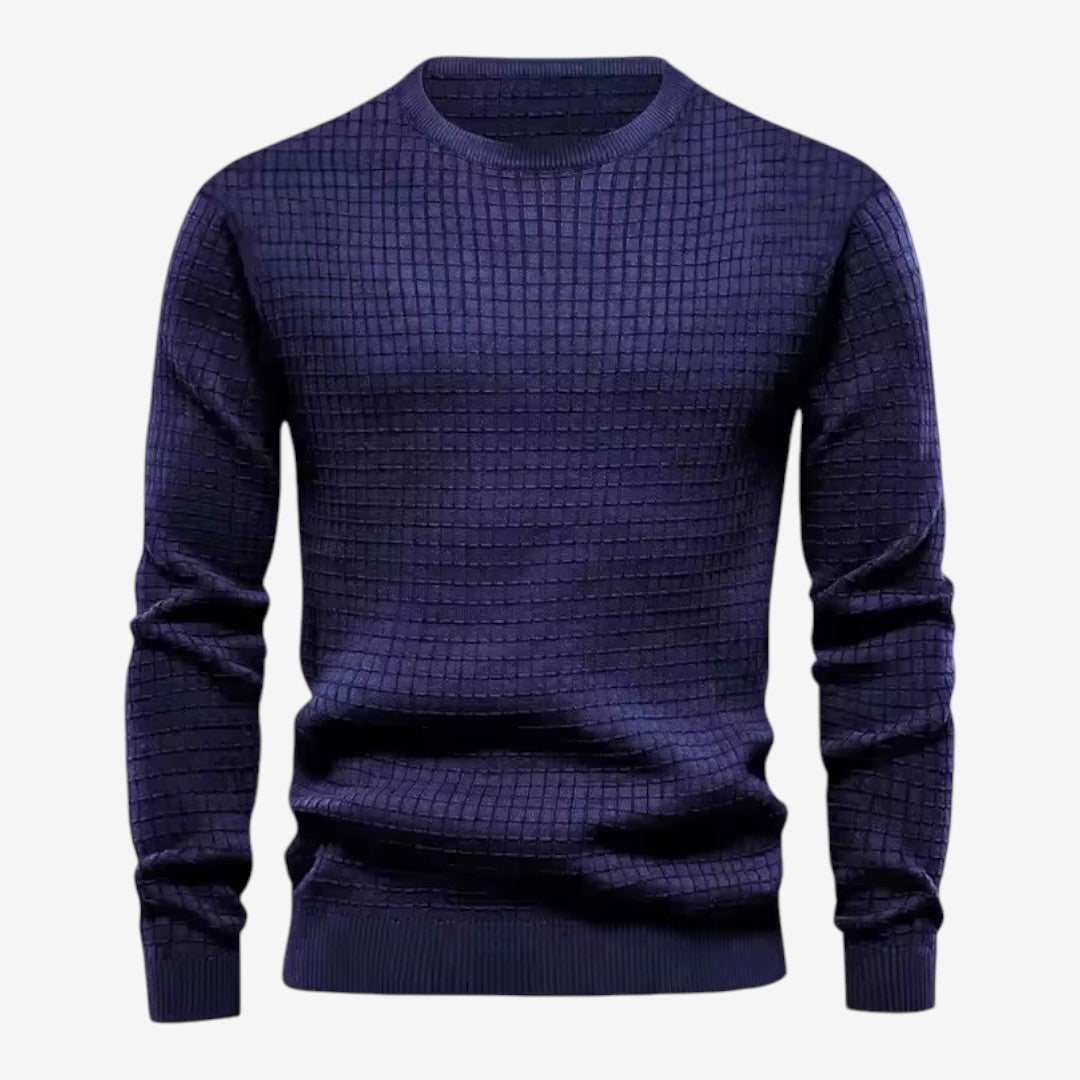 Men's Textured Knit Jumper Classic Fit Crew Neck Casual Everyday Wear