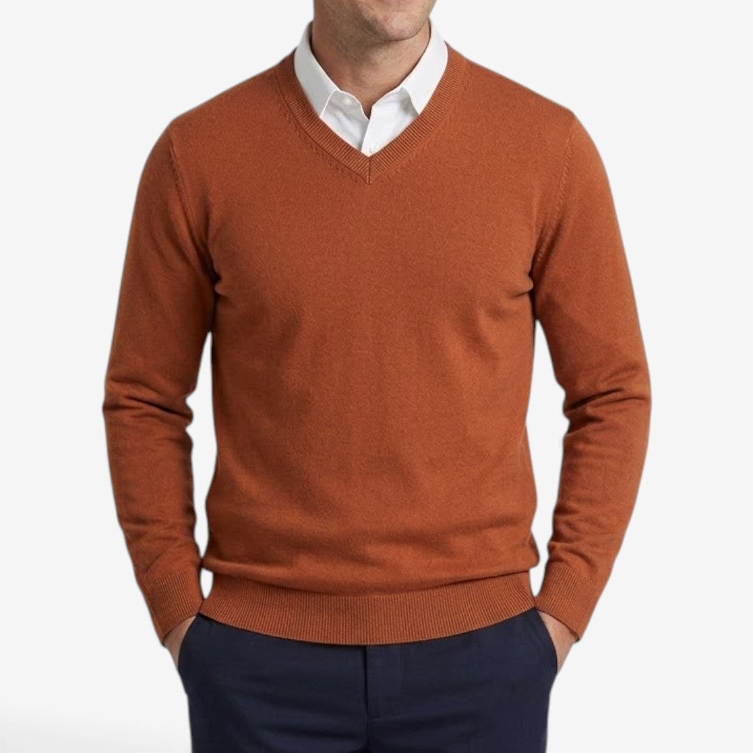 Men's Thick V-Neck Knit Jumper Warm Casual Layered Winter Essential