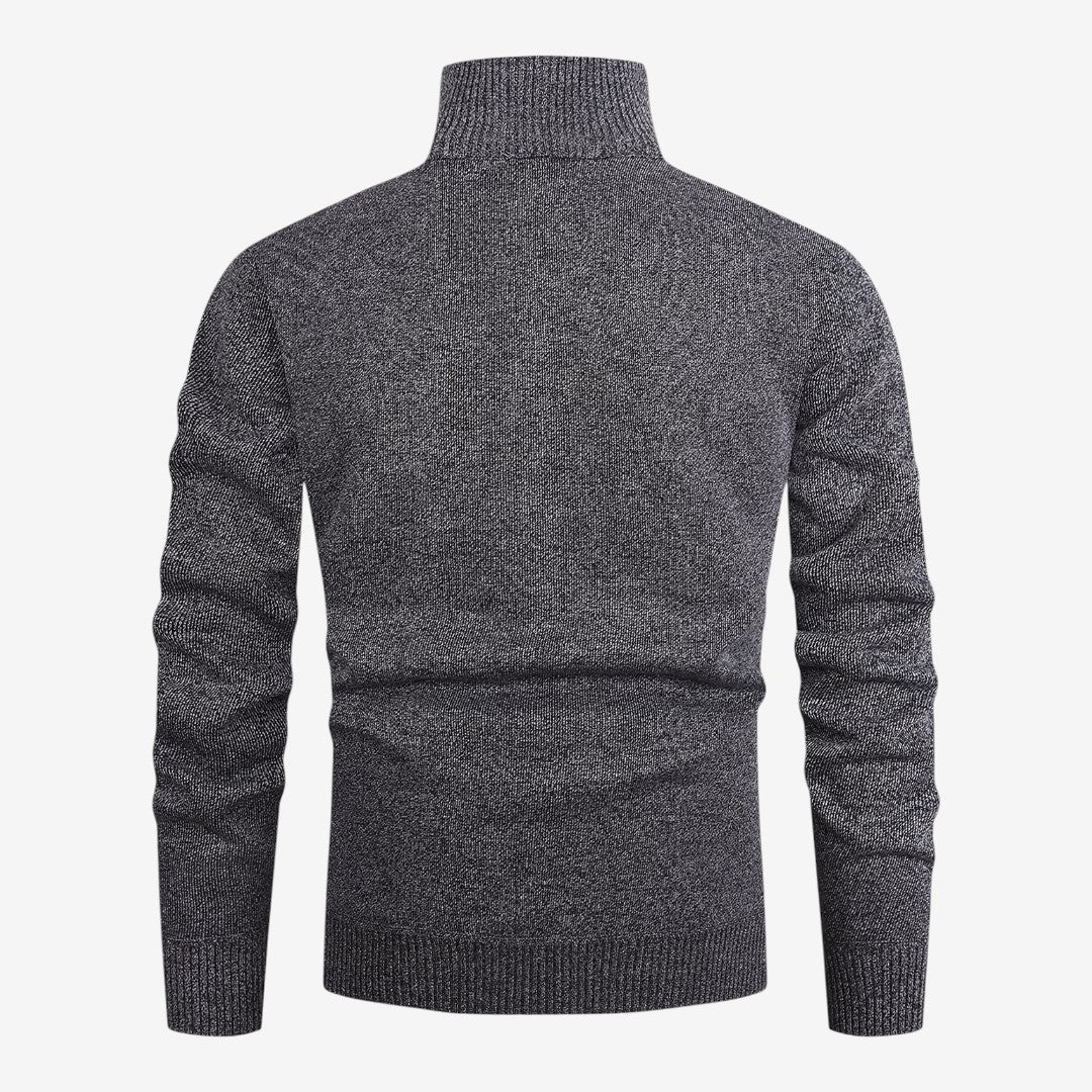 Men's Warm Quarter Zip Jumper Jacquard Knit Classic Fit Casual Everyday