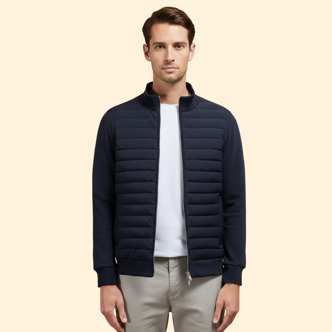 Men's Padded Bomber Jacket Full-Zip Sleek Insulated Casual Autumn Winter Layering Streetwear Oscar
