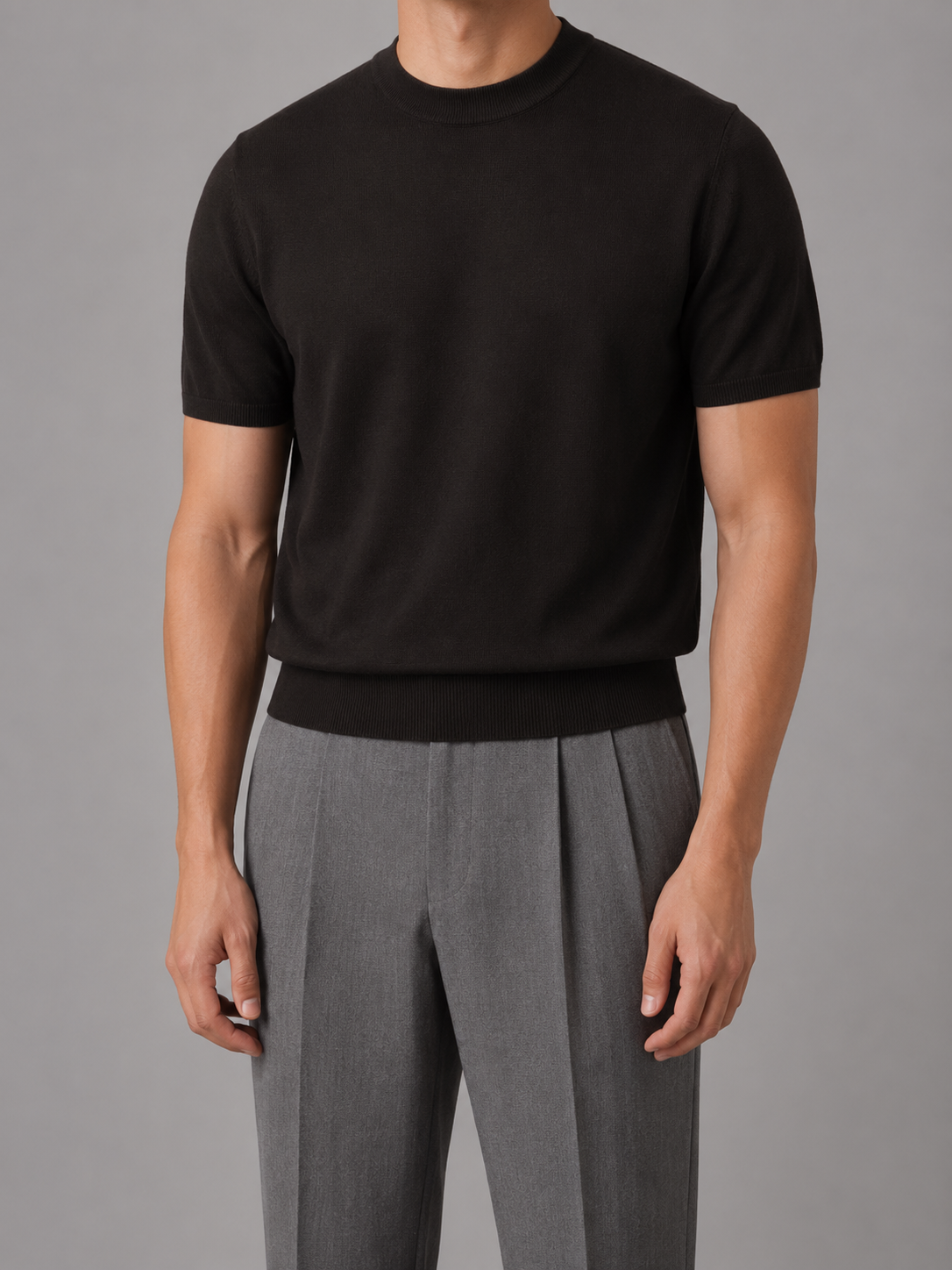 Men's Casual Short Sleeve Knit T-Shirt Crew Neck Relaxed Fit Everyday Wear