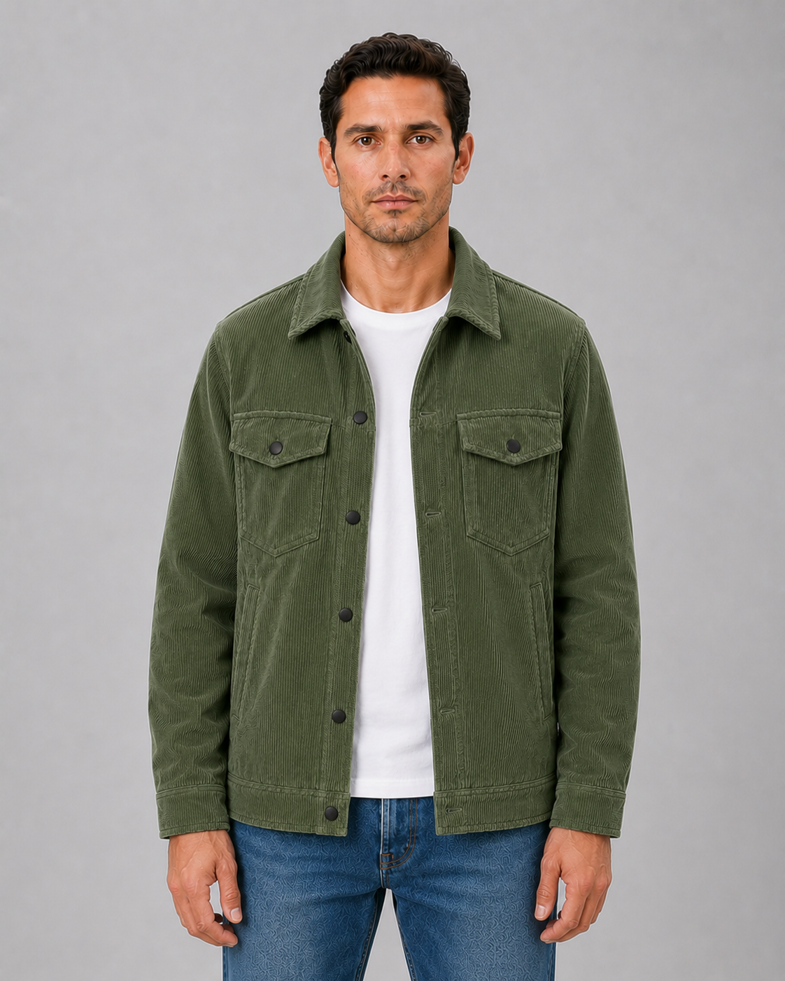 Men's Corduroy Overshirt Jacket Button-Up Relaxed Fit Casual Layering