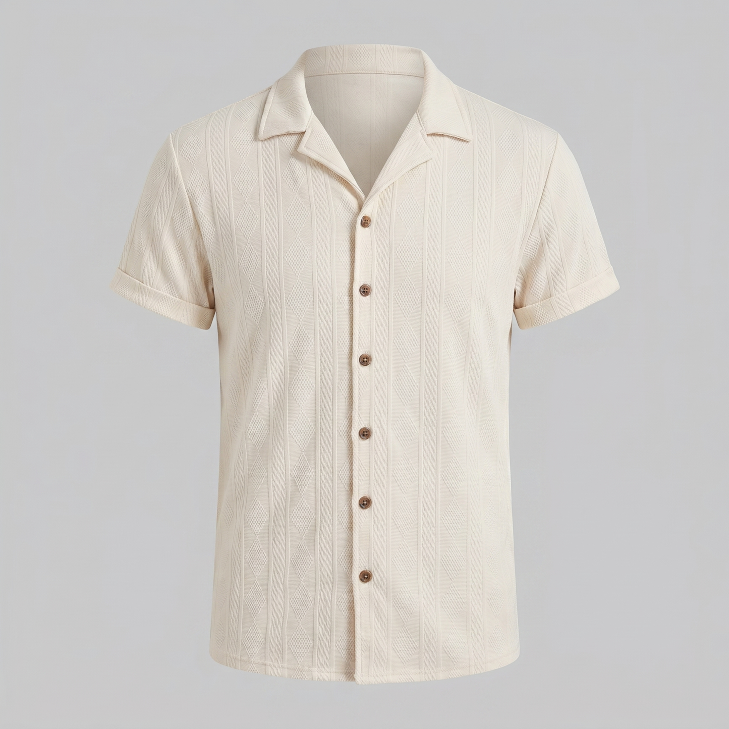 Men's Camp Collar Shirt Short-Sleeve Button-Up Cuban Collar Casual Holiday Beach Smart-Casual Everyday Nolan