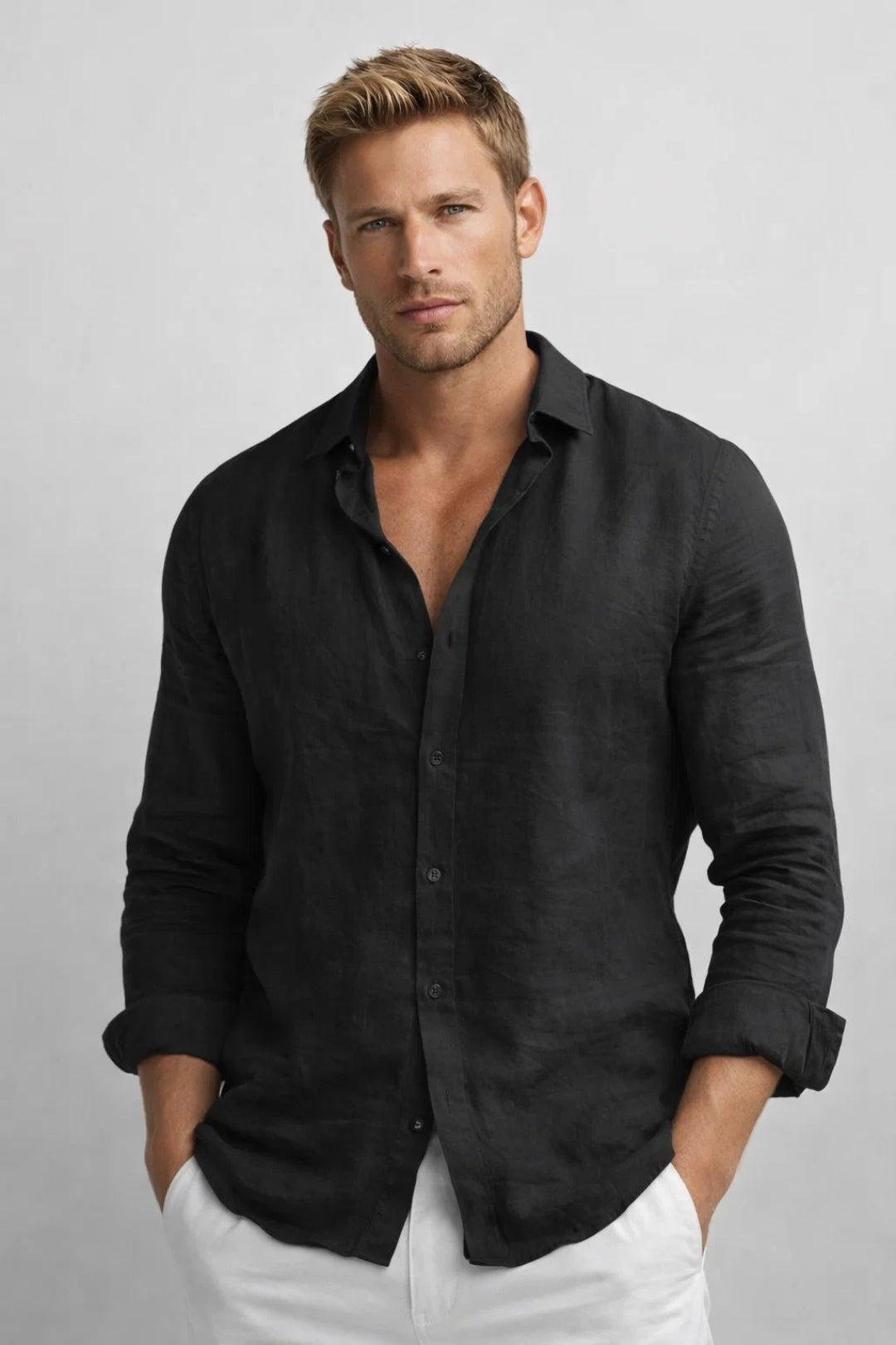 Men's Button-Up Shirt Classic Long-Sleeve Collared Smart-Casual Office Casual Everyday Relaxed Fit Timeless Ridgley