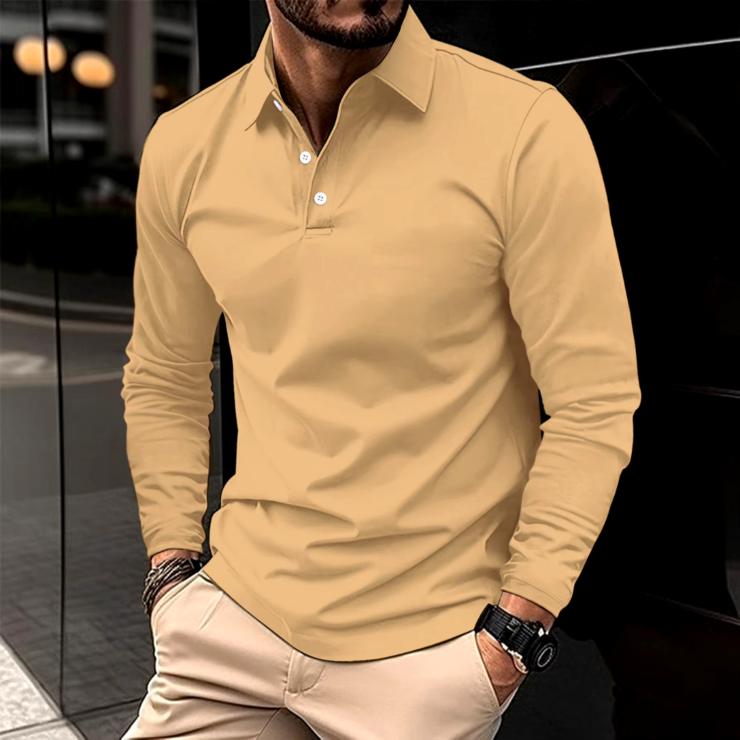 Men's Polo Shirt Long-Sleeve Classic Collar Relaxed Fit Casual Smart-Casual Everyday Golf Sport Versatile Ludlow