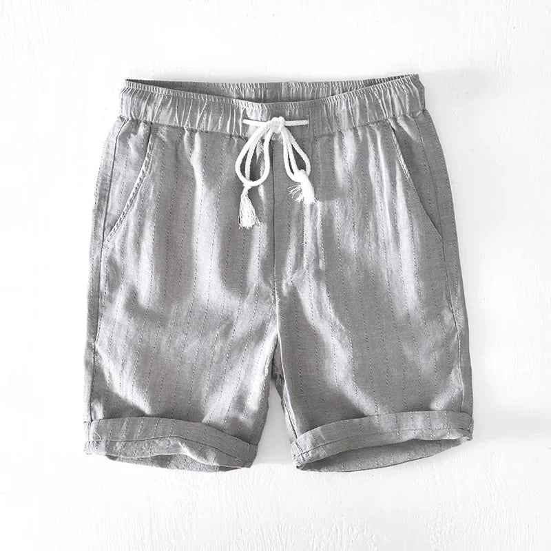 Men's Linen Shorts Drawstring Elastic Waist Relaxed Fit Breathable Casual Beach Holiday Everyday Loungewear Reed