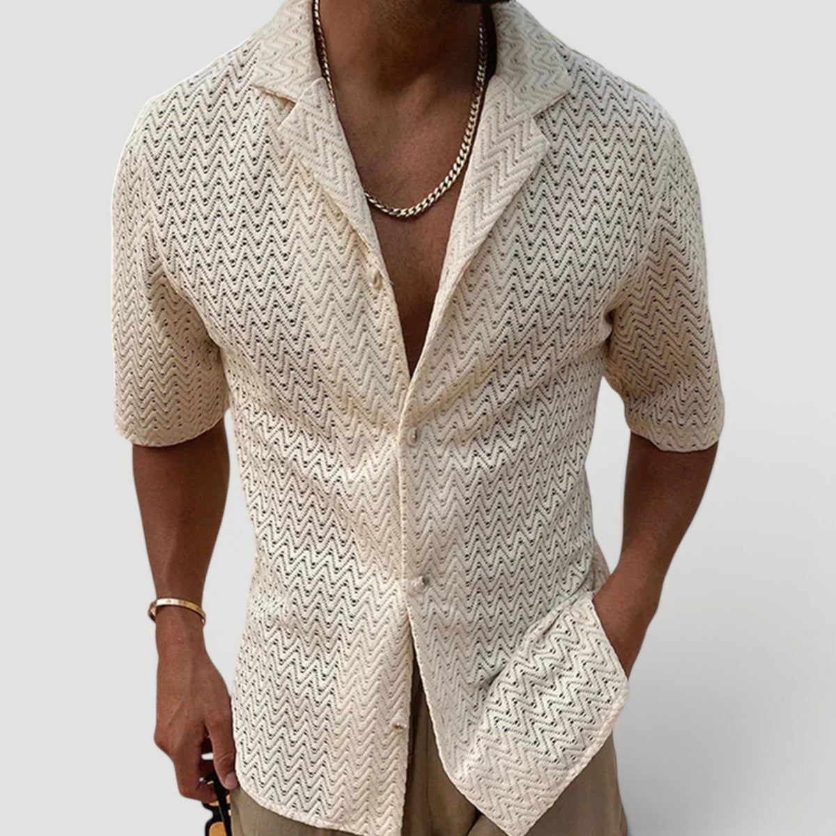 Men's Relaxed Fit Summer Shirt Short-Sleeve Collared Casual Beachwear