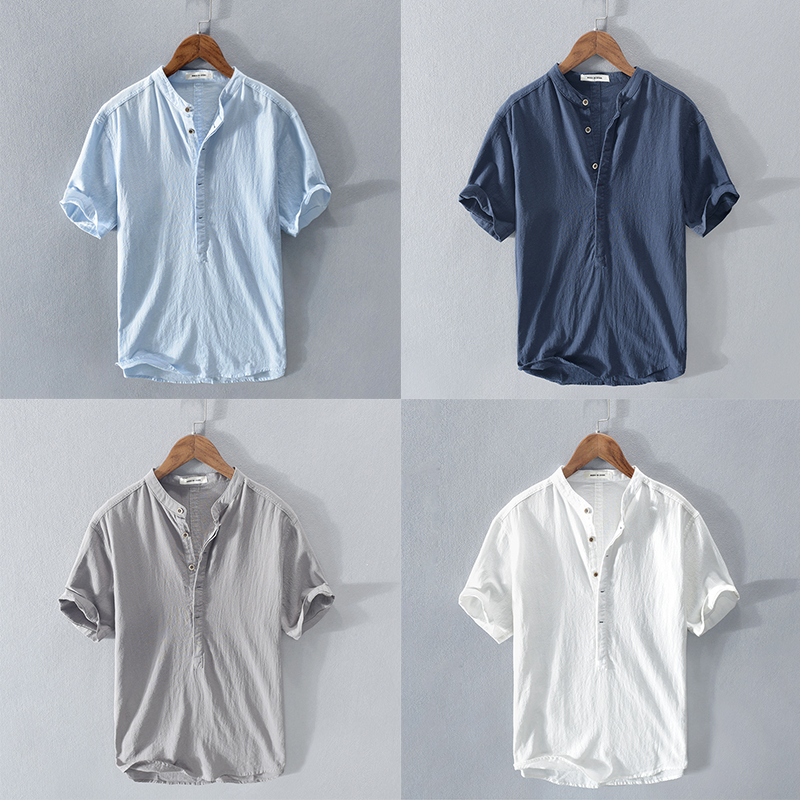 Men's Linen Shirt Relaxed Fit Long-Sleeve Button-Up Collared Breathable Casual Holiday Beach Everyday Idris