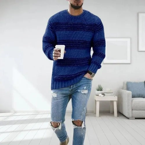 Men's Stylish Knitted Sweater Relaxed Fit Long Sleeve Crew Neck Casual Everyday