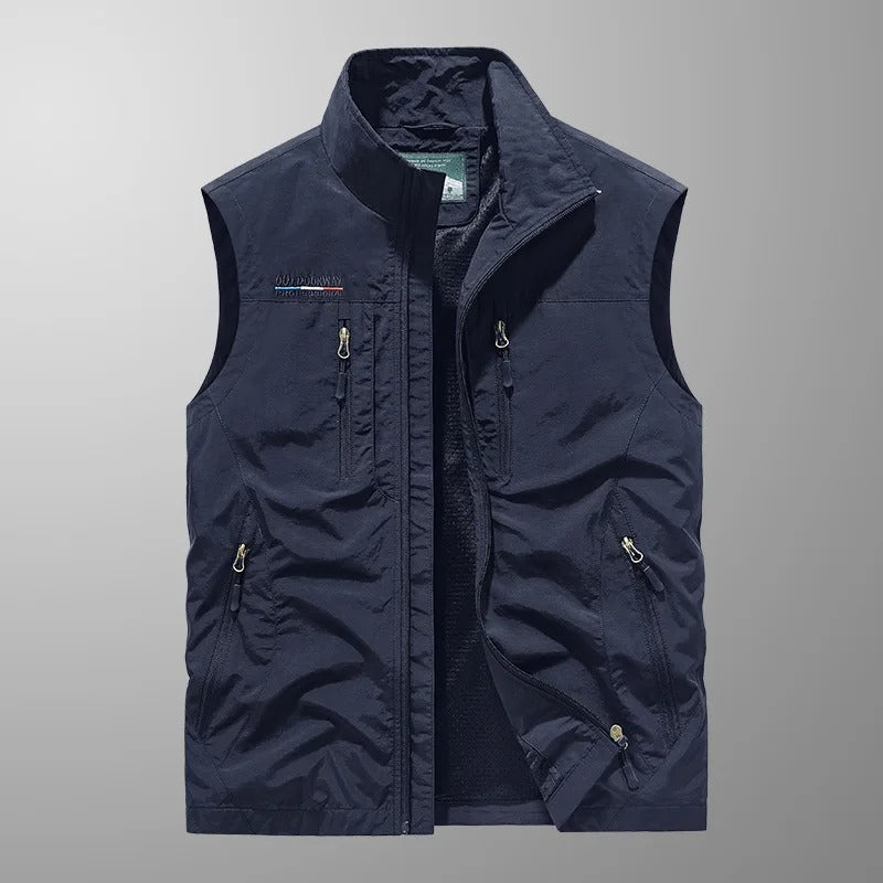 Men's Outdoor Vest Zip-Up Stand Collar Gilet Bodywarmer Layering Casual Everyday Warm Functional Colvin