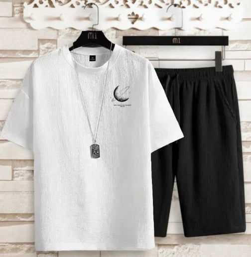 Men's T-Shirt & Shorts Set Two-Piece Co-Ord Matching Crew Neck Casual Everyday Loungewear Outfit Marco