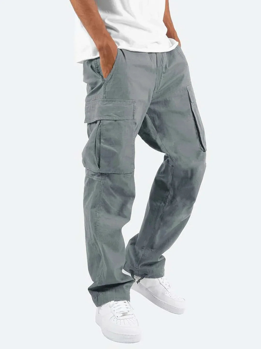 Men's Relaxed Fit Cargo Trousers Utility Side Pockets Versatile Everyday Wear