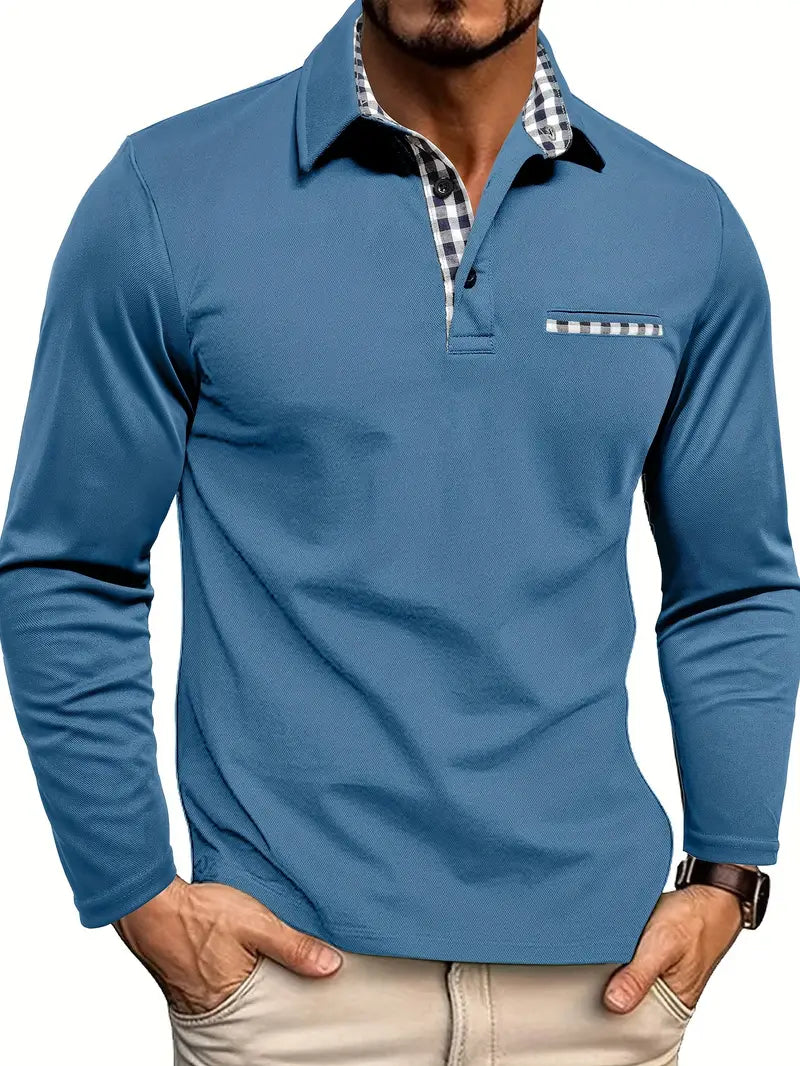 Men's Polo Shirt Long-Sleeve Classic Collared Regular Fit Casual Smart-Casual Everyday Golf Sport Lowell