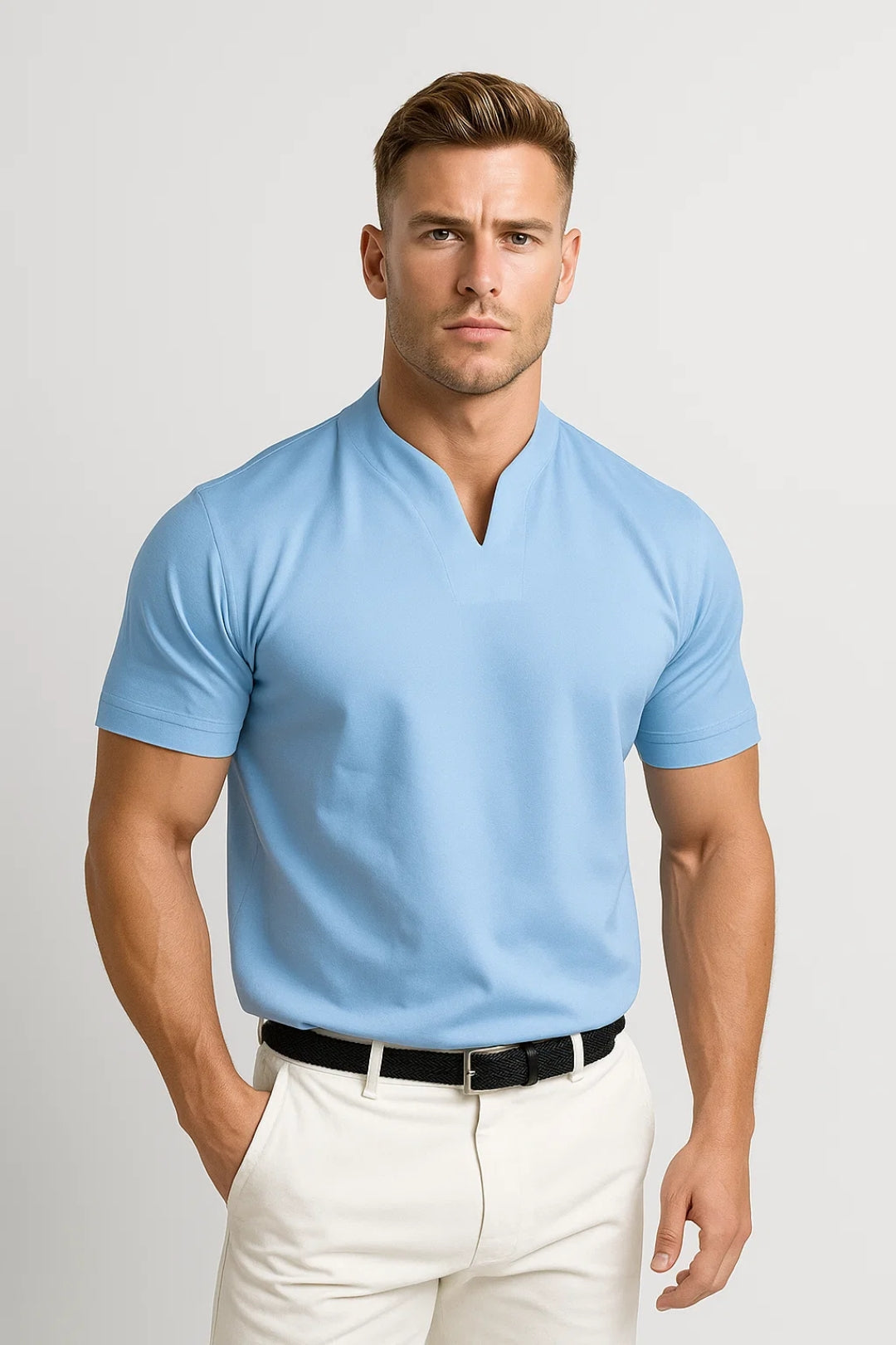Men's Cotton Shirt Slim Fit Split Collar Long-Sleeve Button-Up Casual Smart-Casual Office Everyday Aldric