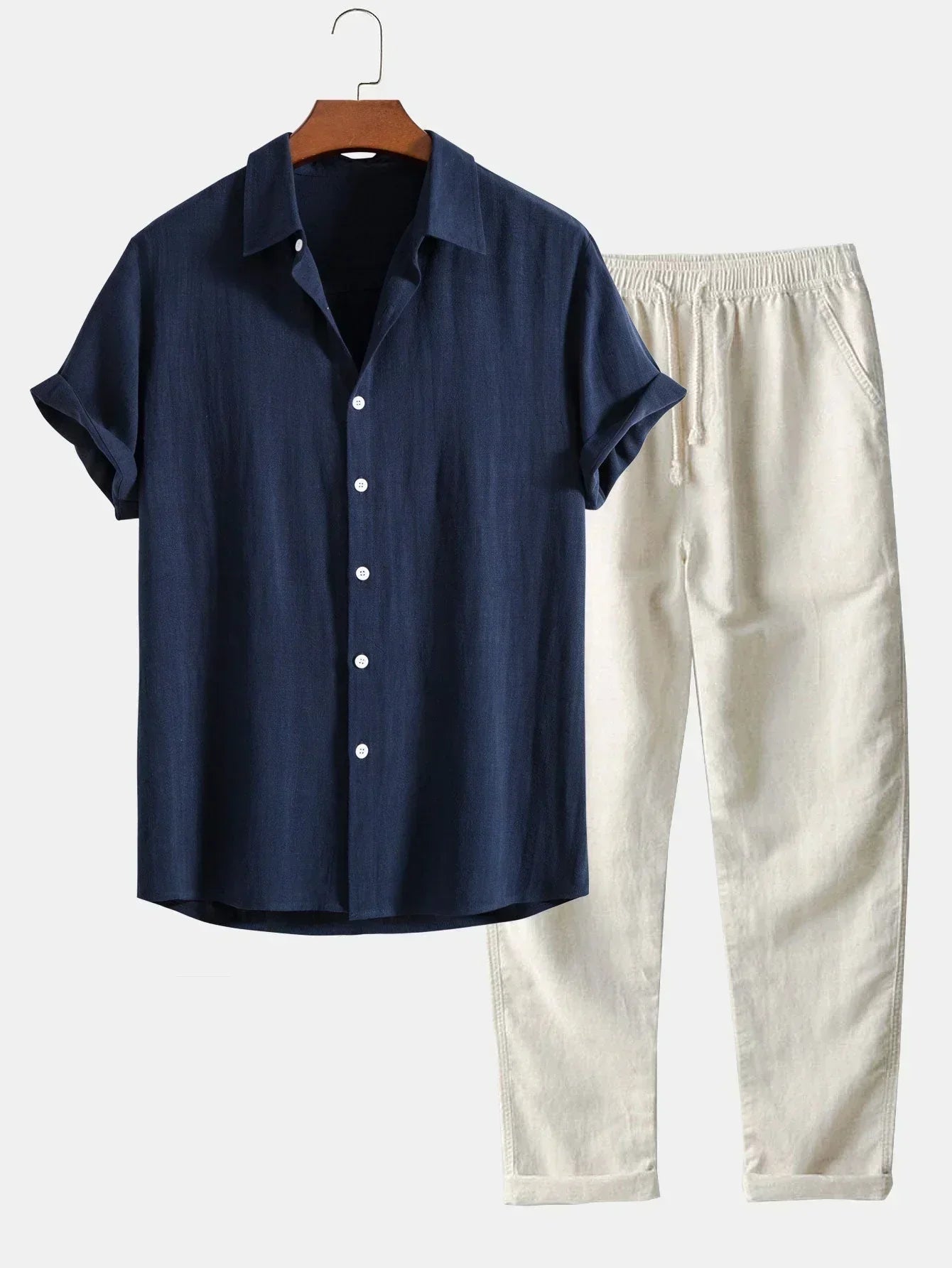 Men's Casual Set Two-Piece Relaxed Fit Matching Shirt & Shorts Casual Everyday Holiday Beach Outfit Ellwood