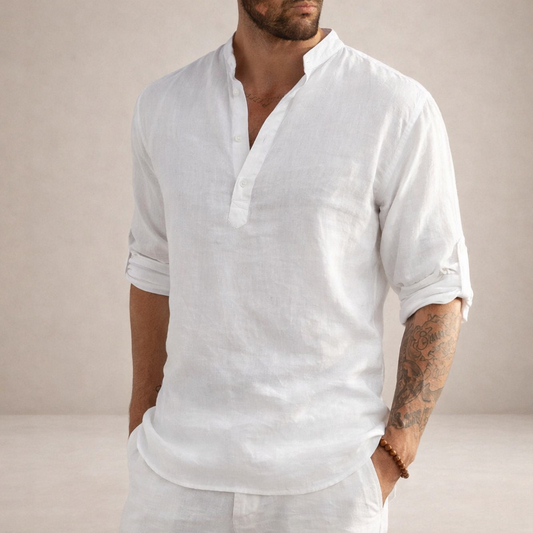 Men's Regular Fit Long Sleeve Shirt Stand Collar Casual Everyday Wear