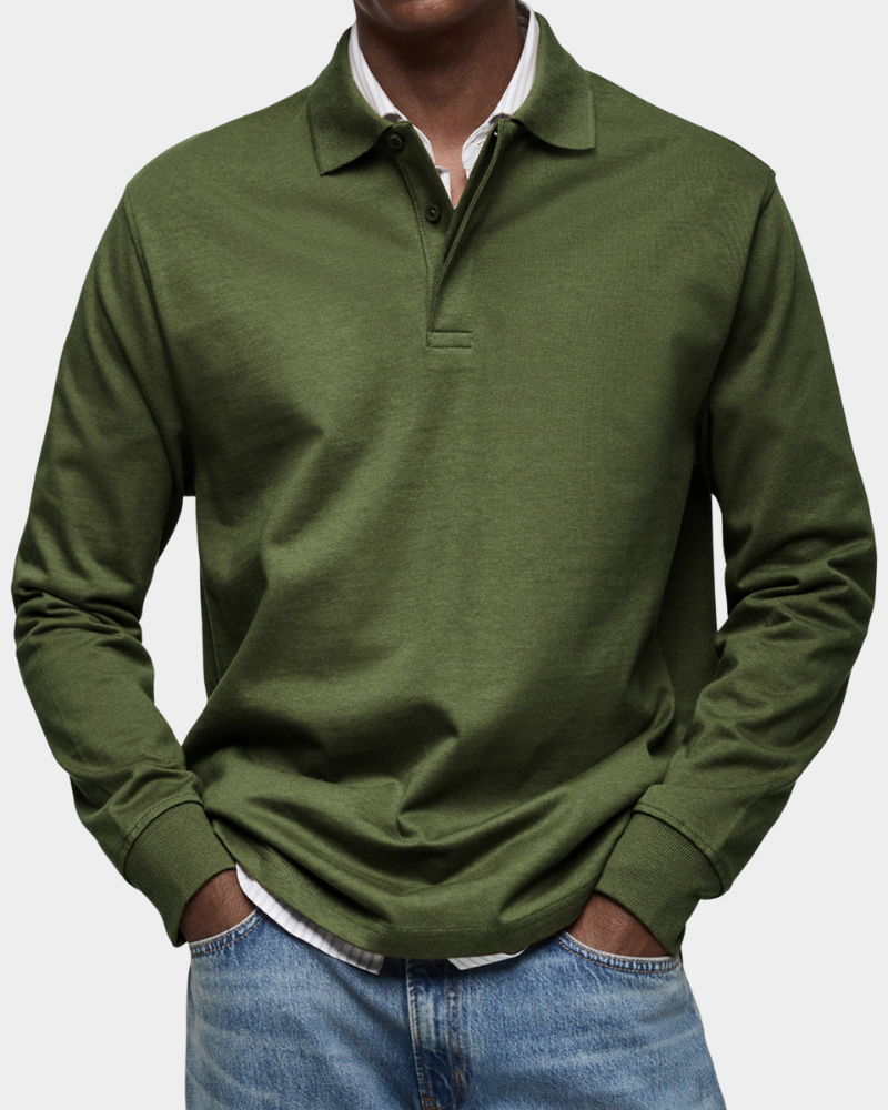 Men's Polo Shirt Long-Sleeve Classic Collared Regular Fit Casual Smart-Casual Everyday Golf Sport Versatile Godfrey