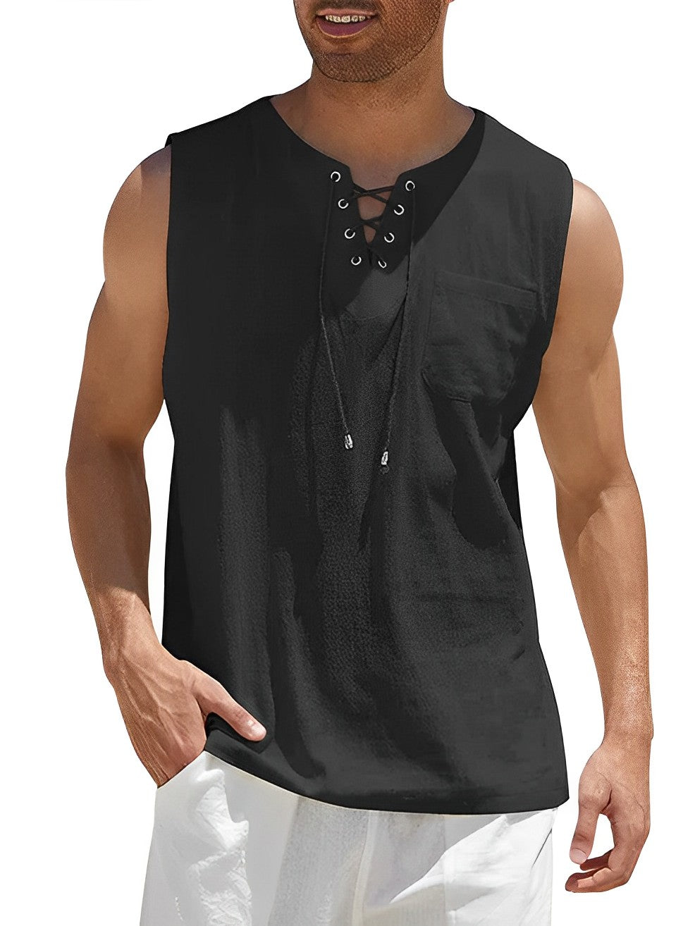 Men's Tank Top Loose Fit Sleeveless Vest Ribbed Casual Beach Holiday Gym Everyday Layering Breathable Jax