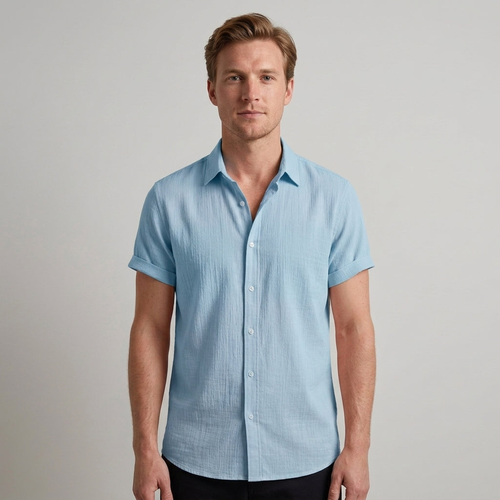 Men's Casual Short Sleeve Button-Up Shirt Relaxed Fit Versatile Everyday Wear