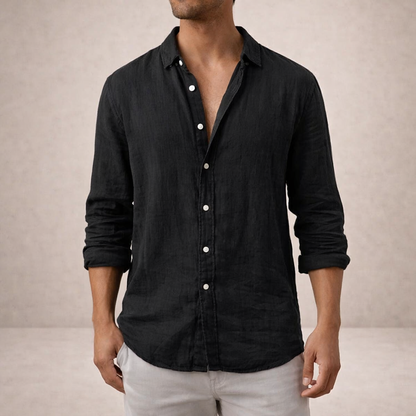 Men's Open Collar Shirt Long-Sleeve Button-Up Casual Smart-Casual Holiday Beach Everyday Relaxed Fit Griffith