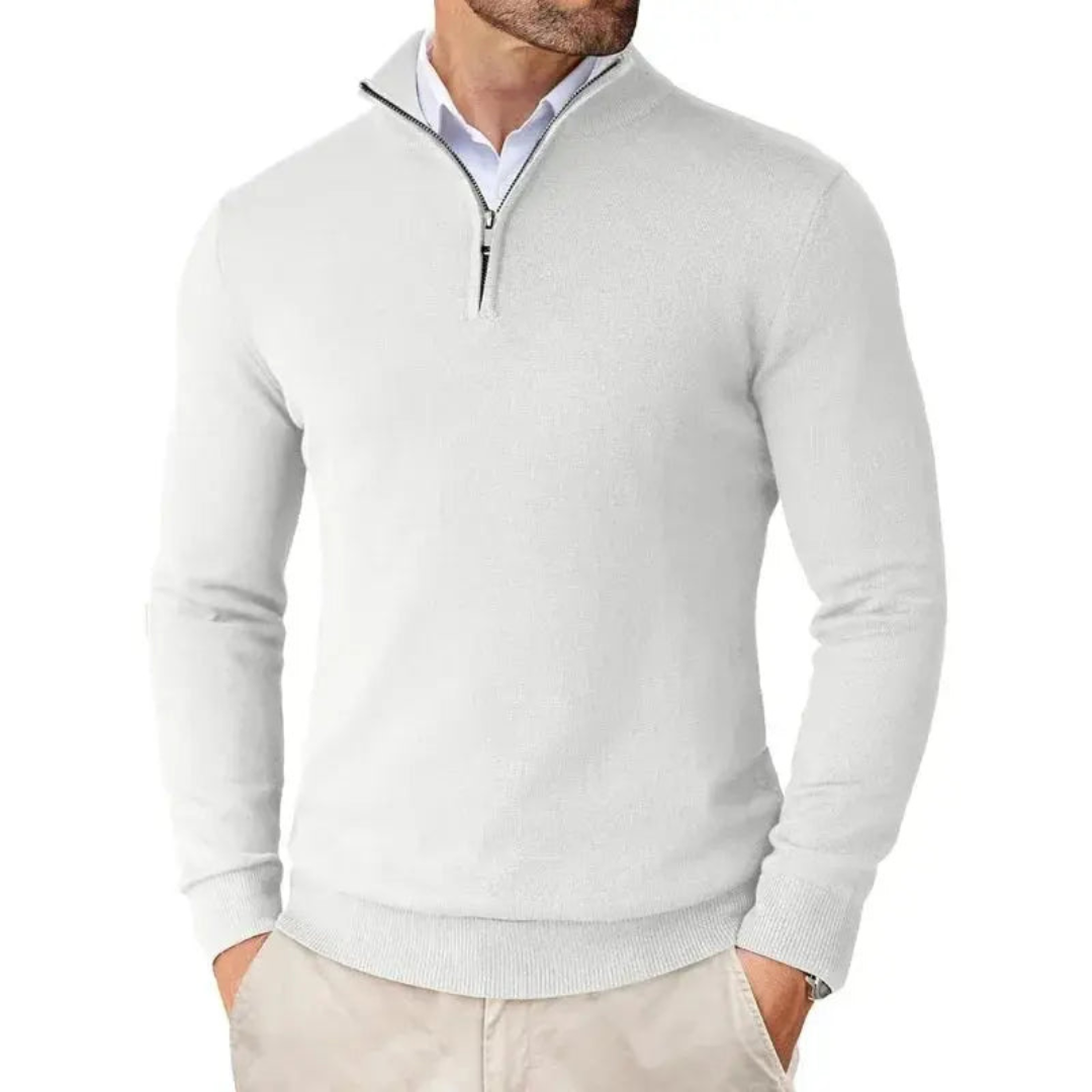 Men's Slim Fit Half Zip Sweater Long Sleeve Knitted Casual Smart Layering Everyday