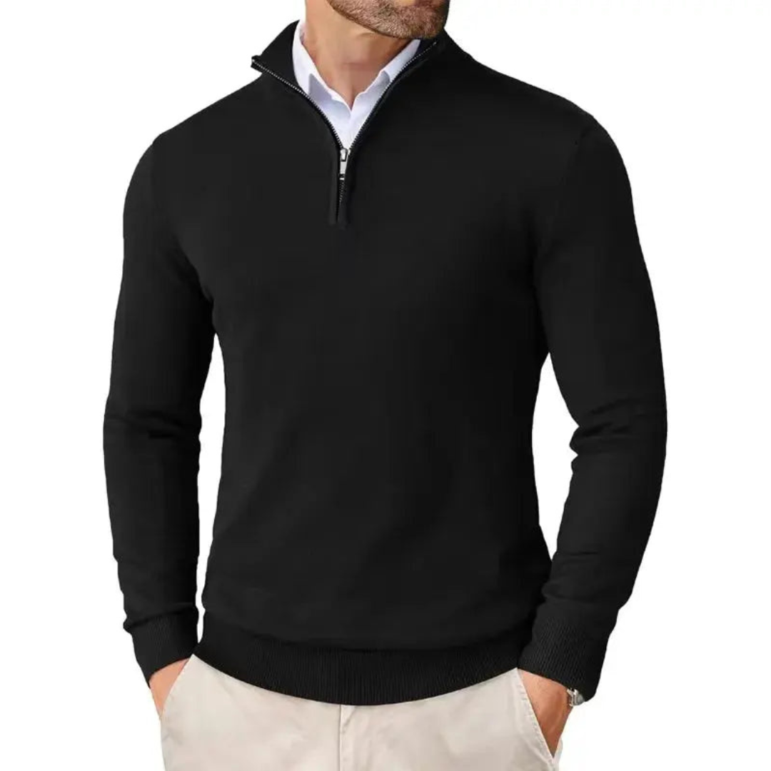 Men's Slim Fit Half Zip Sweater Long Sleeve Knitted Casual Smart Layering Everyday