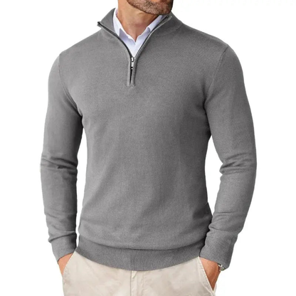 Men's Slim Fit Half Zip Sweater Long Sleeve Knitted Casual Smart Layering Everyday