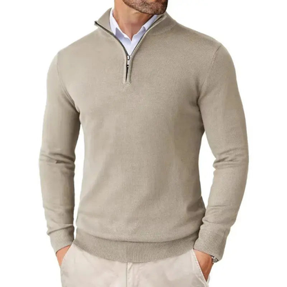 Men's Slim Fit Half Zip Sweater Long Sleeve Knitted Casual Smart Layering Everyday