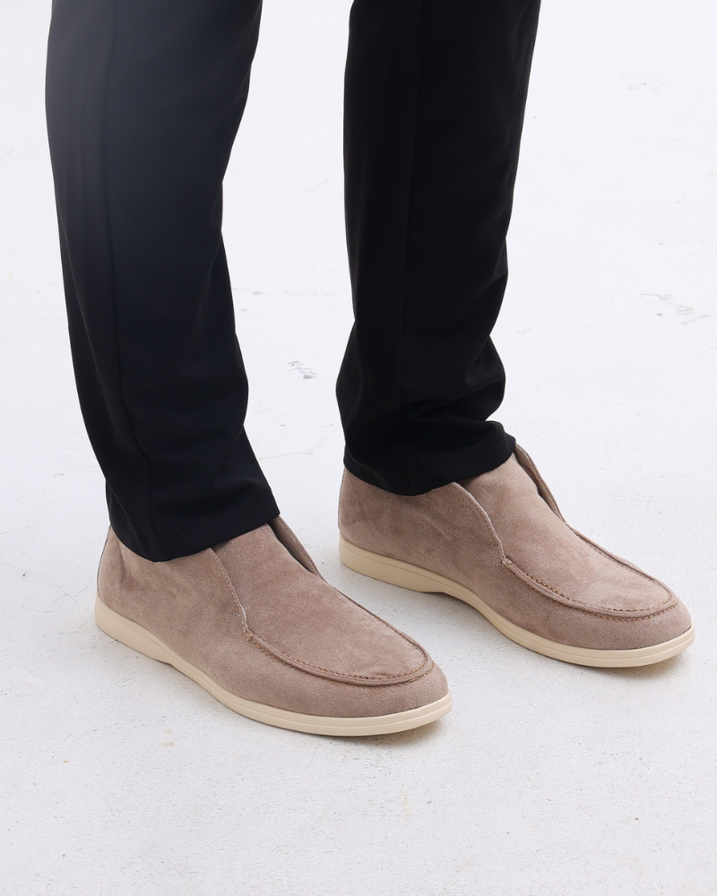 Men's Suede High-Cut Loafers Slip-On Round Toe Ankle Smart-Casual Casual Everyday Office Leather Look Marlon