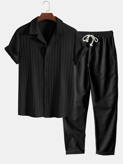 Men's Set Two-Piece Short-Sleeve Matching Shirt & Shorts Relaxed Casual Everyday Holiday Beach Outfit Co-Ord Landry