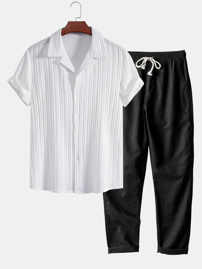 Men's Set Two-Piece Short-Sleeve Matching Shirt & Shorts Relaxed Casual Everyday Holiday Beach Outfit Co-Ord Landry