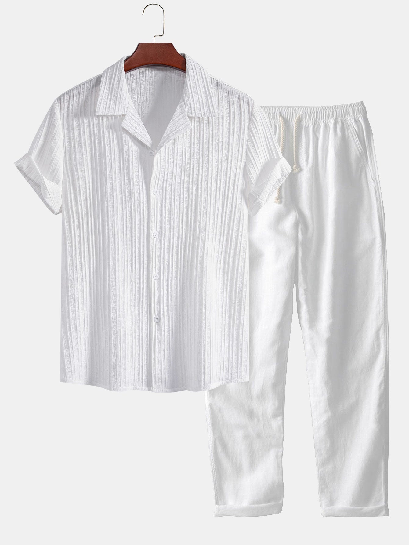 Men's Set Two-Piece Short-Sleeve Matching Shirt & Shorts Relaxed Casual Everyday Holiday Beach Outfit Co-Ord Landry