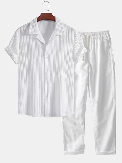 Men's Set Two-Piece Short-Sleeve Matching Shirt & Shorts Relaxed Casual Everyday Holiday Beach Outfit Co-Ord Landry