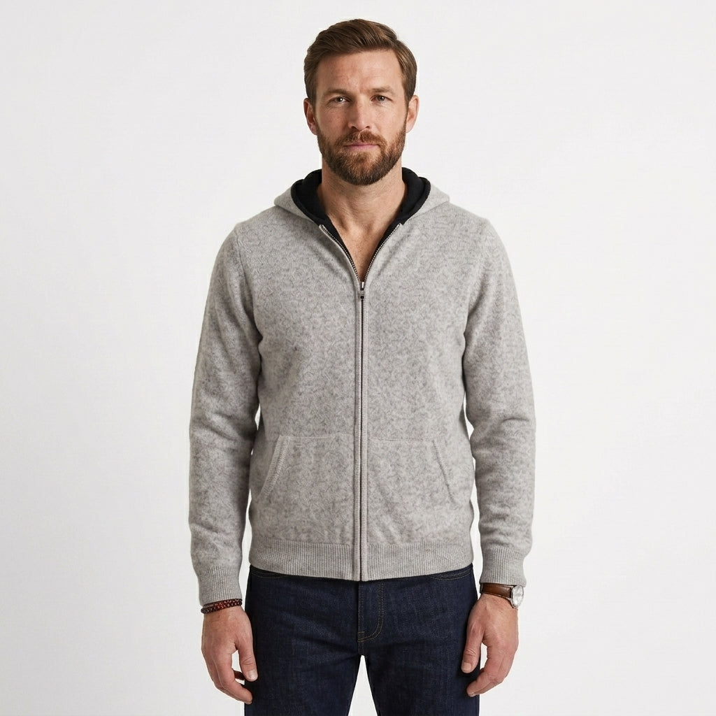 Men's Zip-Up Hooded Cardigan Relaxed Fit Long Sleeve Casual Layering