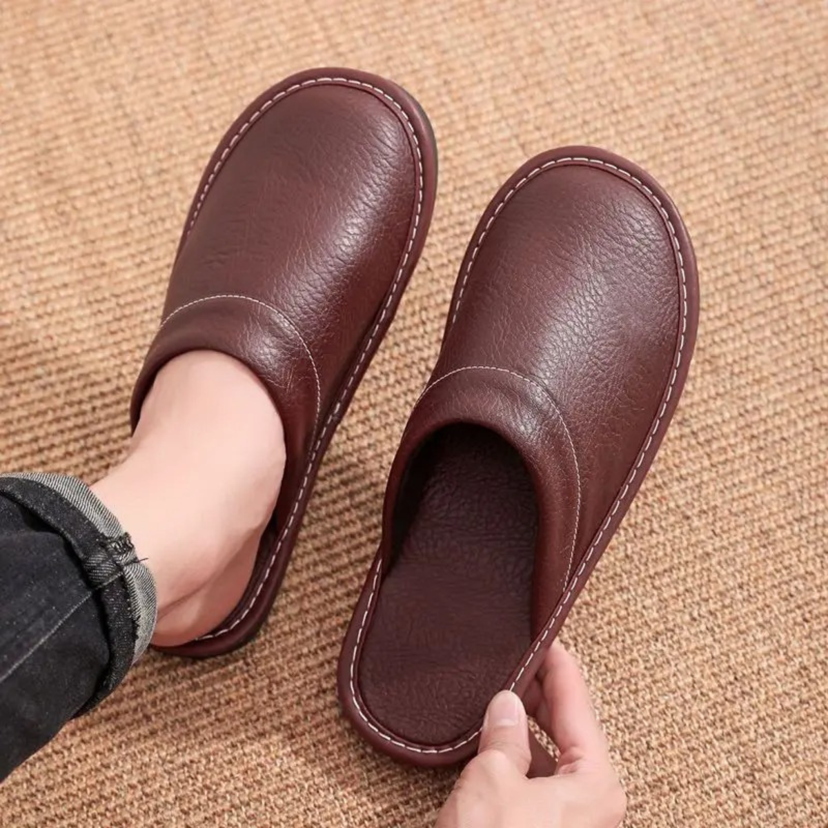 Men's Slippers Indoor Slip-On Cosy Warm Faux Fur Home House Everyday Comfort Soft Versatile Lightweight Colm